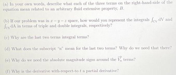 (a) In your own words, describe what each of the three terms on the right-hand-side of the equation mean