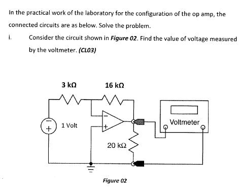 In the practical work of the laboratory for the configuration of the op amp, the connected circuits are as