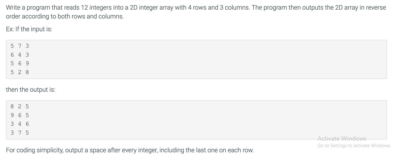 Write a program that reads 12 integers into a 2D integer array with 4 rows and 3 columns. The program then