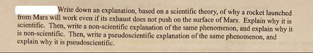 Write down an explanation, based on a scientific theory, of why a rocket launched from Mars will work even if