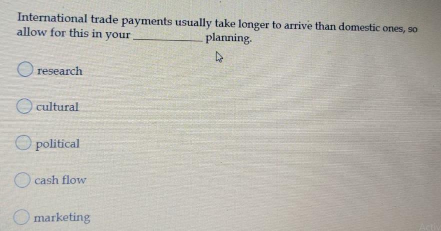 International trade payments usually take longer to arrive than domestic ones, so allow for this in your