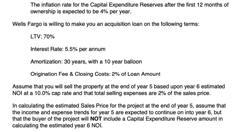 The inflation rate for the Capital Expenditure Reserves after the first 12 months of ownership is expected to