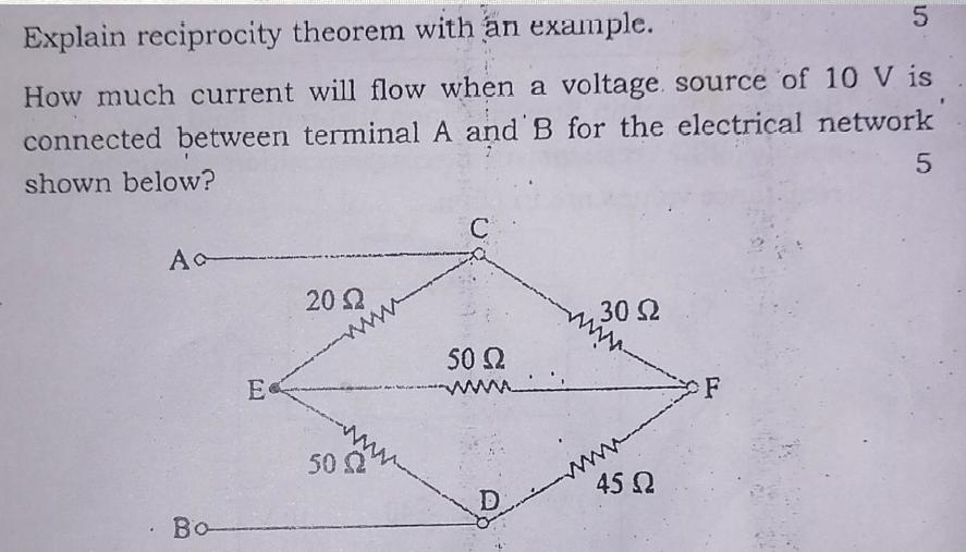 Ac Explain reciprocity theorem with an example. How much current will flow when a voltage source of 10 V is