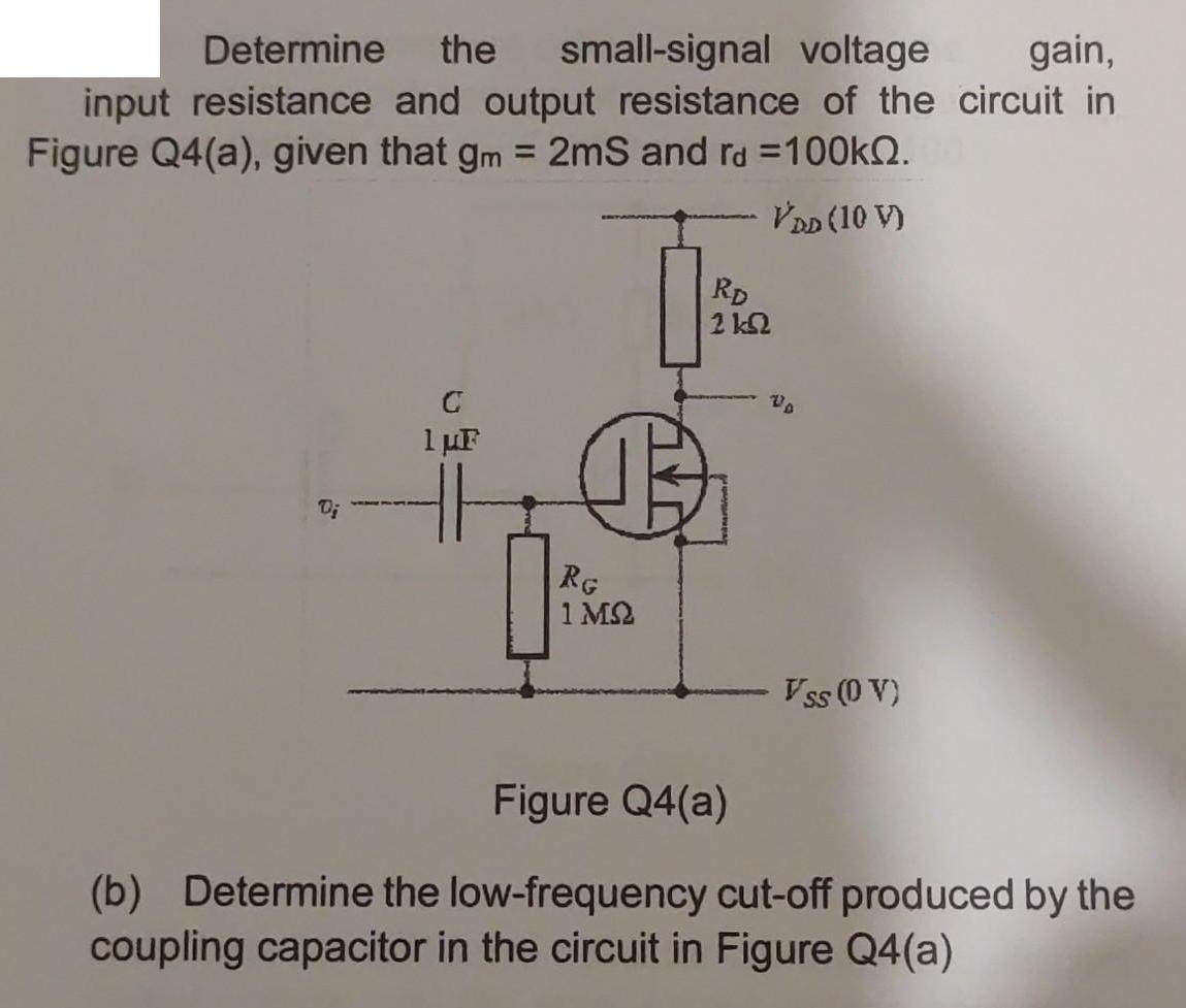 gain, Determine the small-signal voltage input resistance and output resistance of the circuit in Figure