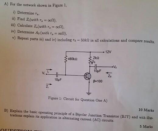 A) For the network shown in Figure 1, i) Determine Ter ii) Find Z,(with ro = 002), iii) Calculate Z,(with T.