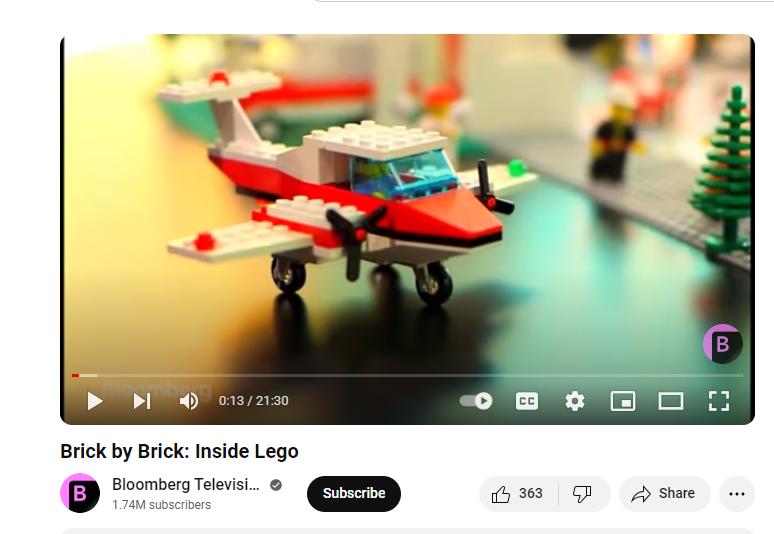 0:13/21:30 Brick by Brick: Inside Lego B Bloomberg Televisi... 1.74M subscribers Subscribe CC 363 Share B []