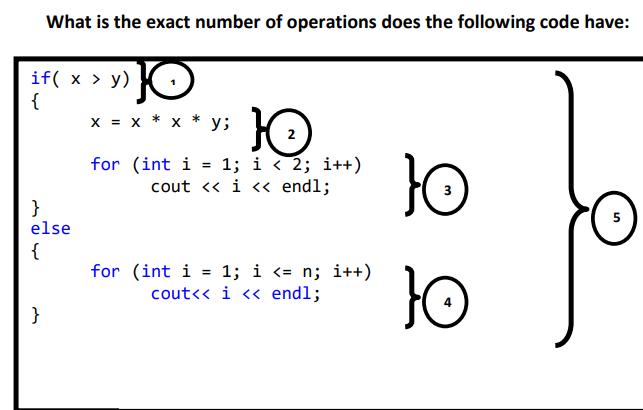 What is the exact number of operations does the following code have: if( x > y) { } else { } x = x * x*y; }