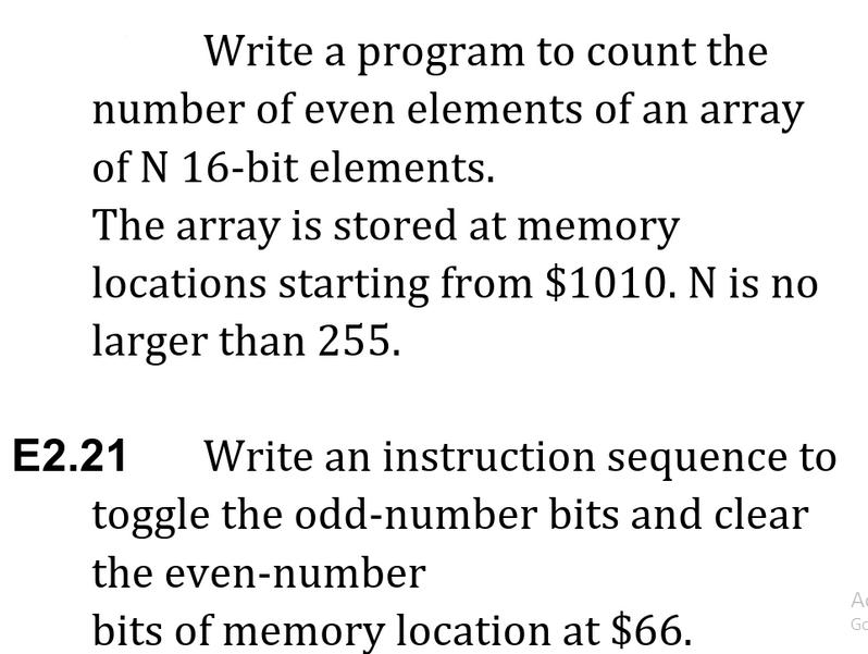 Write a program to count the number of even elements of an array of N 16-bit elements. The array is stored at