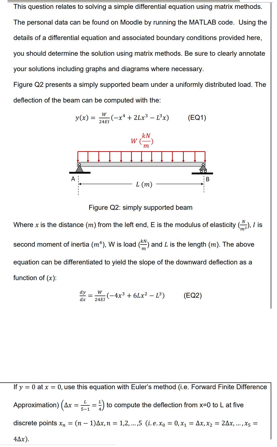 This question relates to solving a simple differential equation using matrix methods. The personal data can