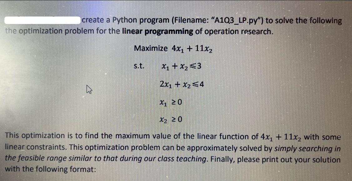 create a Python program (Filename: 