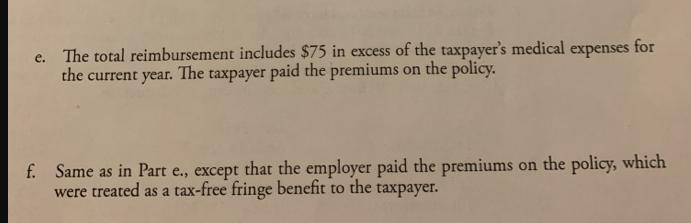e. The total reimbursement includes $75 in excess of the taxpayer's medical expenses for the current year.