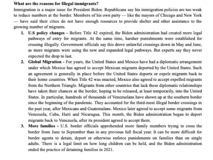 What are the reasons for Illegal immigrants? Immigration is a major issue for President Biden. Republicans