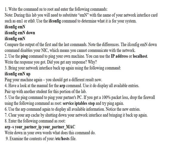 1. Write the command su to root and enter the following commands: Note: During this lab you will need to