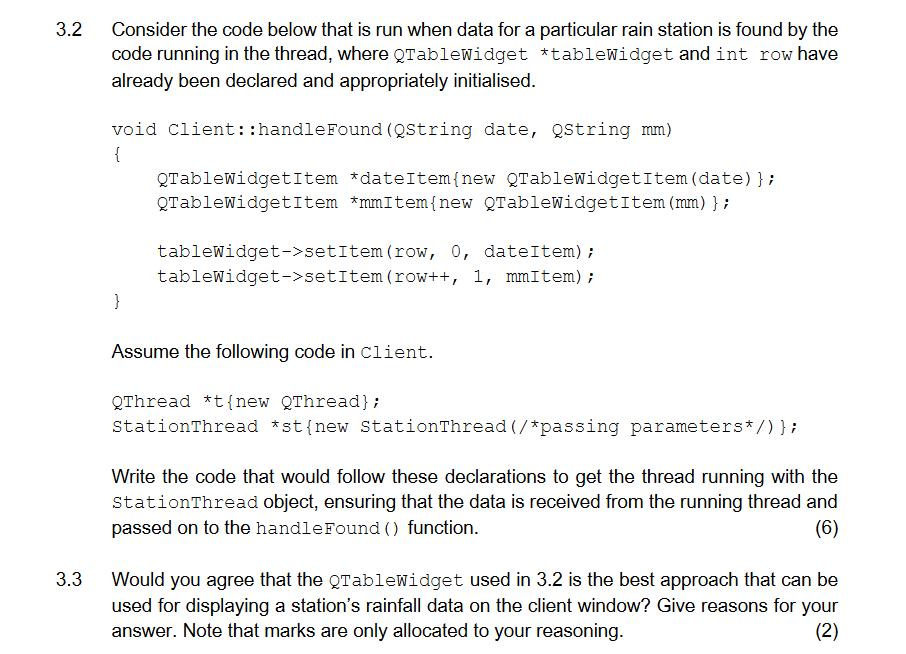 3.2 3.3 Consider the code below that is run when data for a particular rain station is found by the code