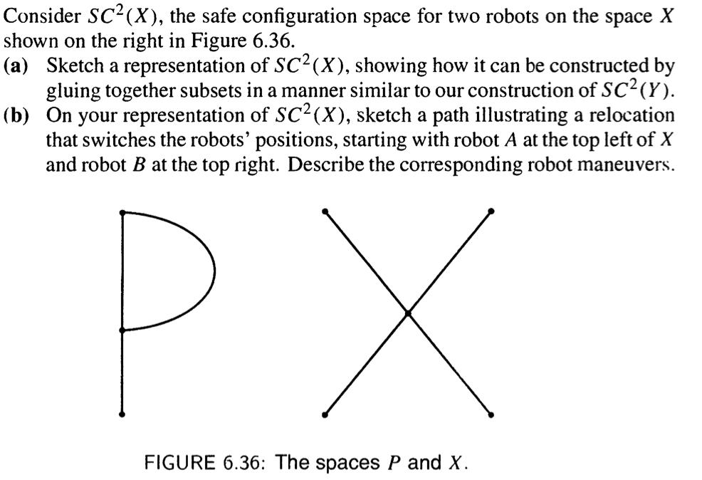 Consider SC(X), the safe configuration space for two robots on the space X shown on the right in Figure 6.36.