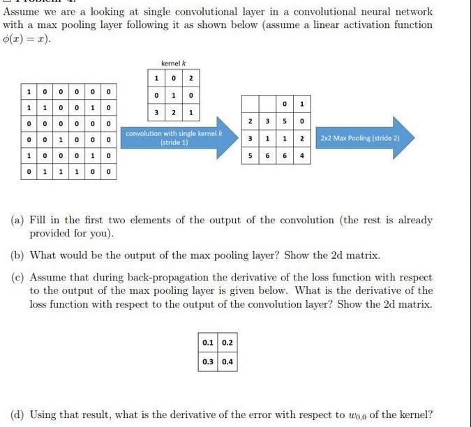 Assume we are a looking at single convolutional layer in a convolutional neural network with a max pooling