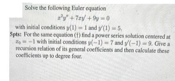 Solve the following Euler equation ry