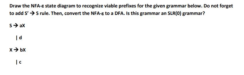 Draw the NFA-& state diagram to recognize viable prefixes for the given grammar below. Do not forget to add