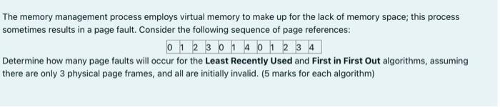 The memory management process employs virtual memory to make up for the lack of memory space; this process
