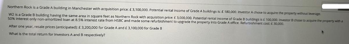 Northern Rock is a Grade A building in Manchester with acquisition price:  3,100,000. Potential rental income