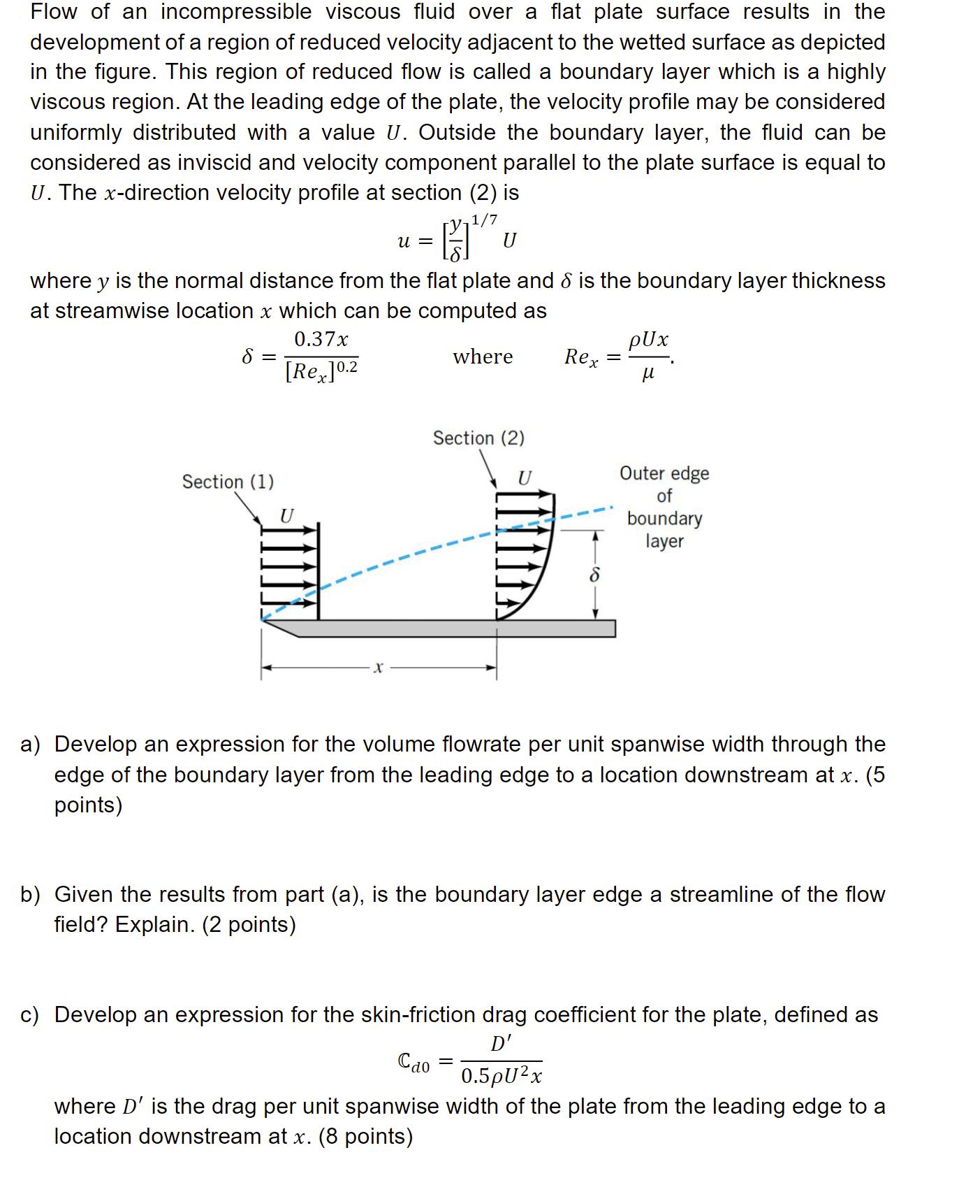 Flow of an incompressible viscous fluid over a flat plate surface results in the development of a region of