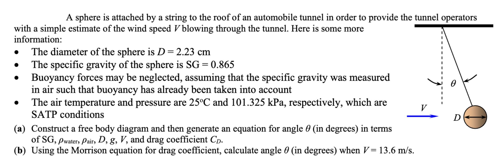 A sphere is attached by a string to the roof of an automobile tunnel in order to provide the tunnel operators
