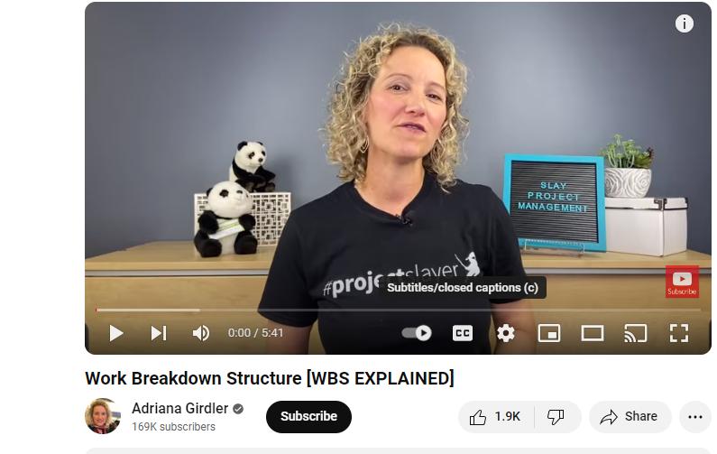 0:00 / 5:41 #projelaver Work Breakdown Structure [WBS EXPLAINED] Adriana Girdler 169K subscribers Subscribe