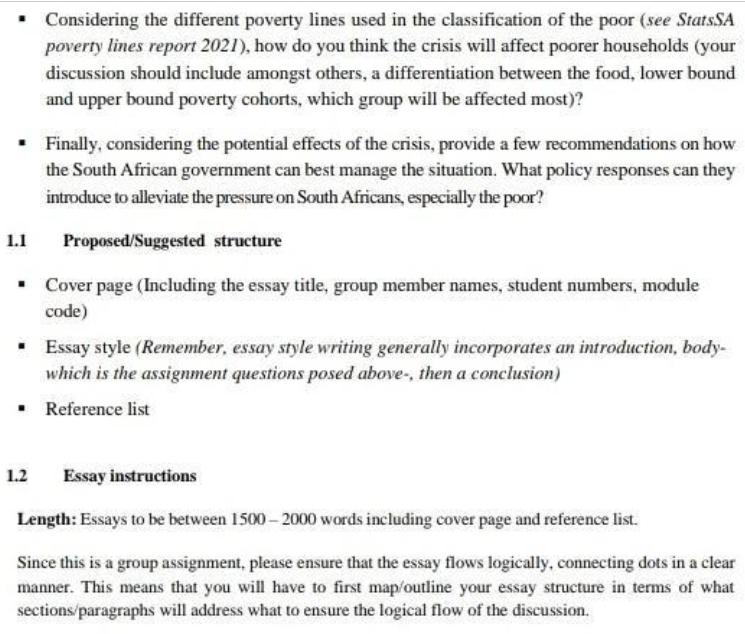 . Considering the different poverty lines used in the classification of the poor (see StatsSA poverty lines