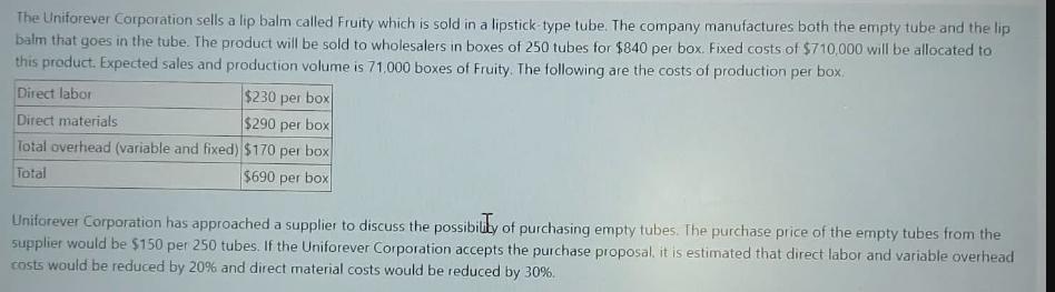 The Uniforever Corporation sells a lip balm called Fruity which is sold in a lipstick-type tube. The company