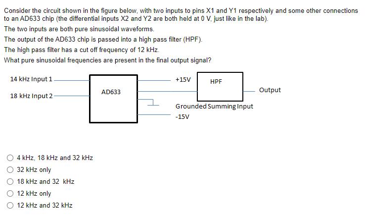 Consider the circuit shown in the figure below, with two inputs to pins X1 and Y1 respectively and some other