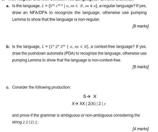a. Is the language, L= (b c