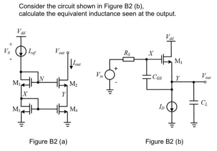 Vo Consider the circuit shown in Figure B2 (b), calculate the equivalent inductance seen at the output. Vdd