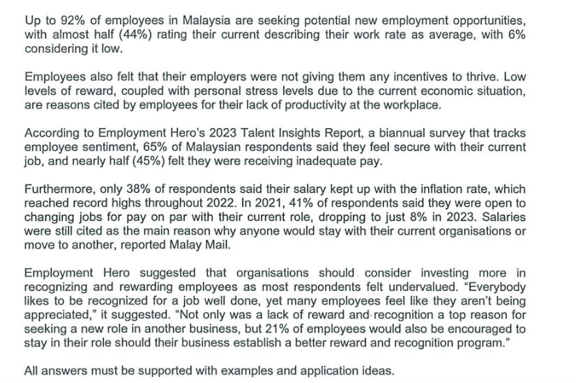 Up to 92% of employees in Malaysia are seeking potential new employment opportunities, with almost half (44%)