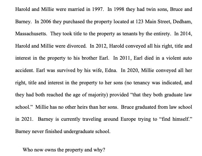 Harold and Millie were married in 1997. In 1998 they had twin sons, Bruce and Barney. In 2006 they purchased