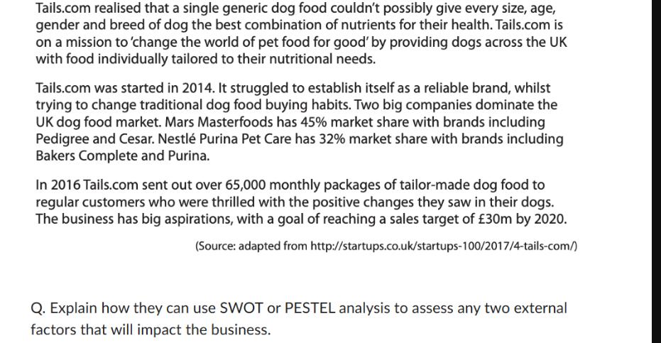 Tails.com realised that a single generic dog food couldn't possibly give every size, age, gender and breed of