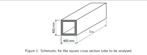 400 mm 400 mm 3m Figure 1: Schematic for the square cross-section tube to be analysed.