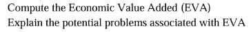 Compute the Economic Value Added (EVA) Explain the potential problems associated with EVA