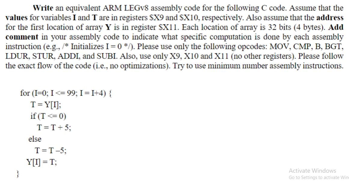 [Solved] Write An Equivalent ARM LEGv8 Assembly Co | SolutionInn