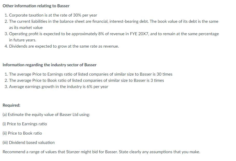 Other information relating to Basser 1. Corporate taxation is at the rate of 30% per year 2. The current