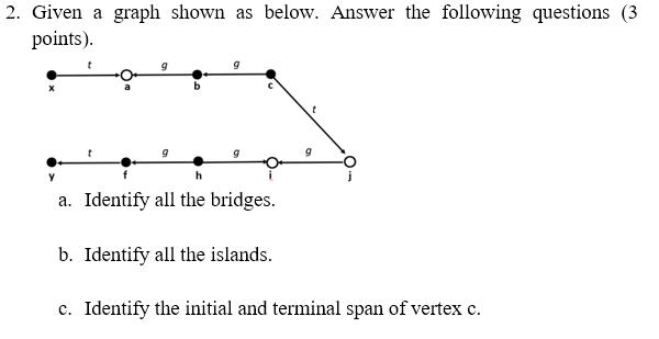 2. Given a graph shown as below. Answer the following questions (3 points). 9 9 h a. Identify all the