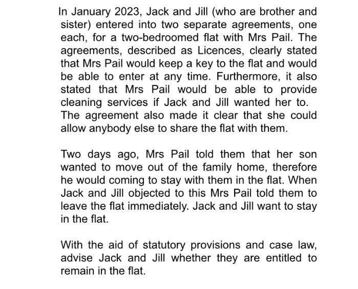 In January 2023, Jack and Jill (who are brother and sister) entered into two separate agreements, one each,