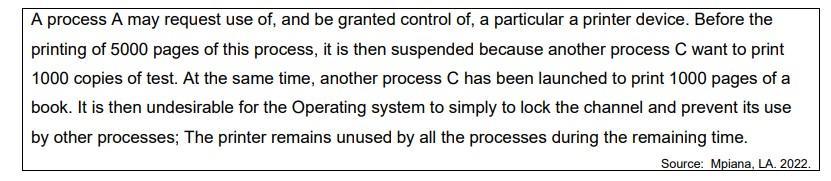 A process A may request use of, and be granted control of, a particular a printer device. Before the printing