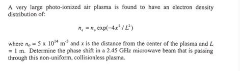 A very large photo-ionized air plasma is found to have an electron density distribution of: n = n, exp(-4x /