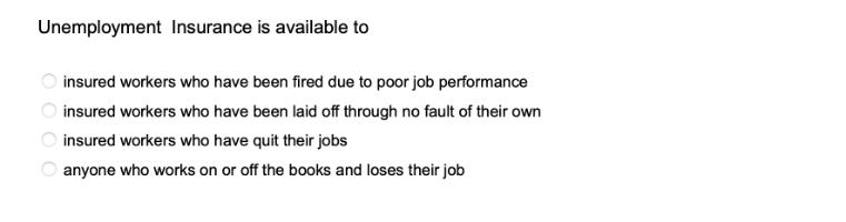 Unemployment Insurance is available to insured workers who have been fired due to poor job performance