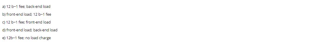 a) 12 b-1 fee; back-end load b) front-end load; 12 b-1 fee c) 12 b-1 fee; front-end load d) front-end load;
