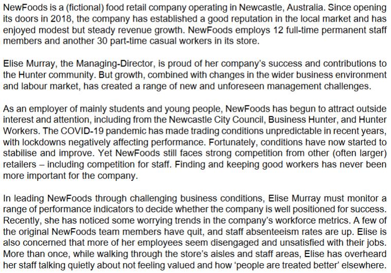 NewFoods is a (fictional) food retail company operating in Newcastle, Australia. Since opening its doors in