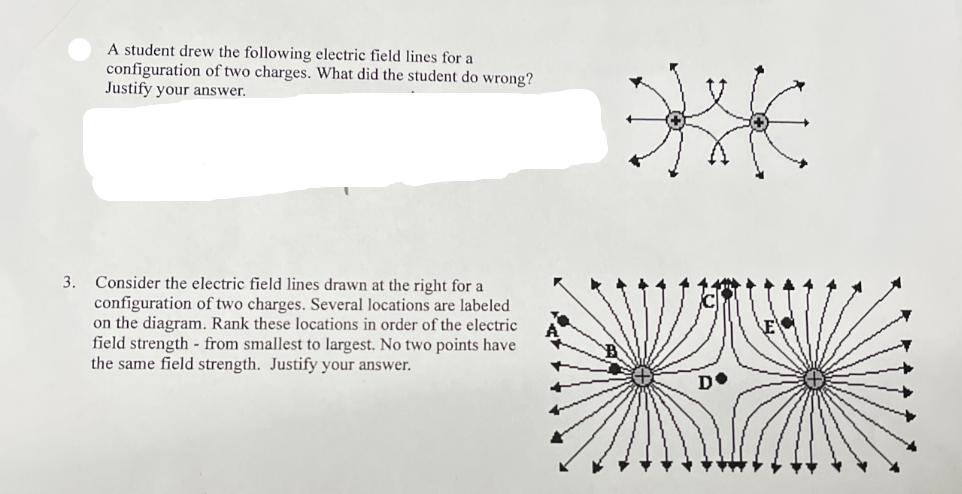 A student drew the following electric field lines for a configuration of two charges. What did the student do