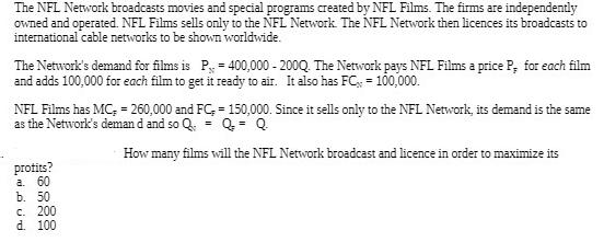 The NFL Network broadcasts movies and special programs created by NFL Films. The firms are independently