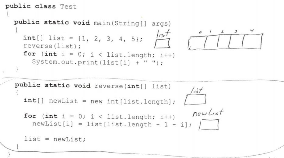public class Test { public static void main(String[] args) { list } int[] list = {1, 2, 3, 4, 5); reverse