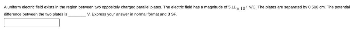 A uniform electric field exists in the region between two oppositely charged parallel plates. The electric